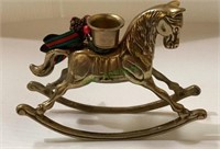 Vintage brass hobby horse candle stick 7 inches