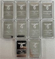 (10) 1oz GERMAN SILVER BARS