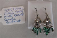 925 Silver Navajo Beaded Dangle Earrings