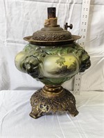 Rare Fostoria Lions Head Victorian Oil Lamp