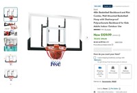 E9103  Doosl 48" Basketball Backboard, Wall-Mounte