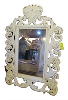 Solid Wood Carved Mirror in White Paint