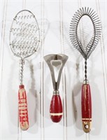 (3) Red-Handled Kitchen Utensils