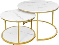 AT-VALY 2pc Gold Nesting Coffee Tables