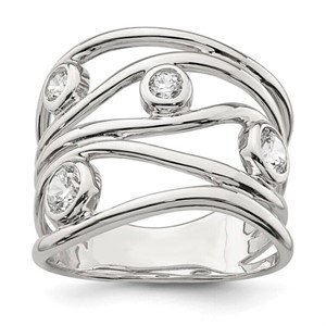 Sterling Silver- Fancy Design Crystal Ring