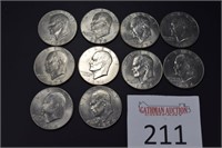 (10) 1974 Eisenhower Dollars