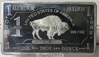 ALUMINUM 1OZ .999  BULLION ART BAR