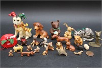 25 Vtg. Miniature Porcelain Cats, Dogs, Bears
