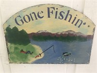 Gone Fishing Wall Hanging Slate