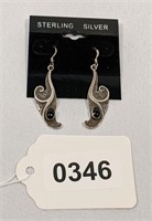 Vintage Sterling Silver Black Onyx Earrings