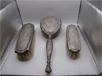 Lot of 3 Antique "800" Marked Silver Hair Brushes