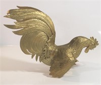 FIGHTING BRASS ROOSTER STATUE