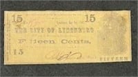 1862 15 Cents The City of Lynchburg, VA