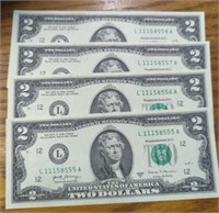 $8 Consecutive serial number $2 banknotes