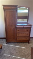 AMISH FURNITURE WARDROBE WITH MIRROR AND DRESSER