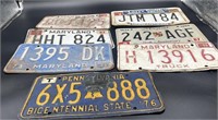 7 Various Vintage License Plates