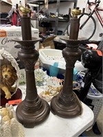 2PC VTG SPELTER TABLE LAMPS 1 W CORD