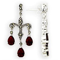 Pear Cut 4.50ct Ruby Cross Dangle Earrings