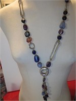 COLDWATER CREEK BLUE PURPLE & GRAY STONE NECKLACE