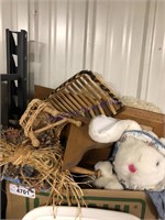 HOME DECOR--WICKER, STUFFED TOYS, WOOD SHELF,