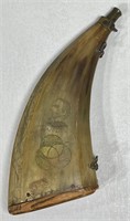 Early Engraved Horn Powder Flask