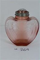 Glass Heart Shaped Flower Vase W/Dome Frog Lid