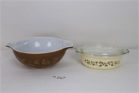 ceramic bowl and Pyrex casserole dish with lid