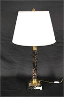 MARBLE AND BRASS COLUMN LAMP