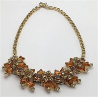 Vintage Gold Tone Necklace W Colored Stones