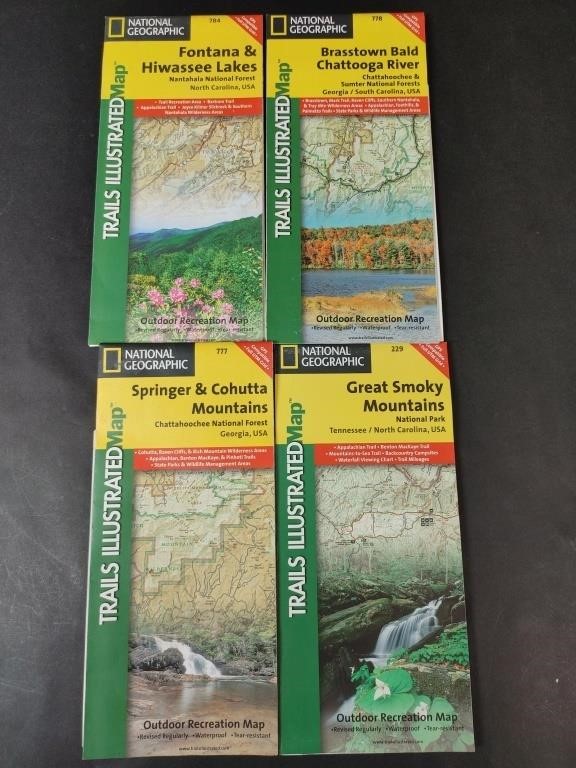 Four National Geographic Illustrated Trails Maps