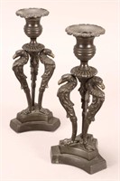 Pair of Regency Bronze Candlesticks,