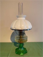 Aladdin Green and Clear Oil Lamp