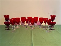 15 Ruby Red Stemware Glasses
