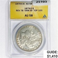 1879-S Rev 78 Morgan Silver Dollar ANACS AU58