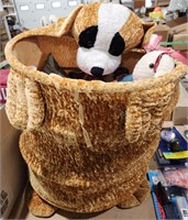 Large foldable Dog cloth hamper with contents of