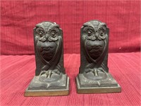 Cast Iron Bookends, Owl Design, 5 1/2 inches