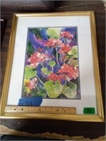 Matted & Framed "Geraniums" Signed Print By