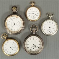5 antique men's pocket watches - Hampden,
