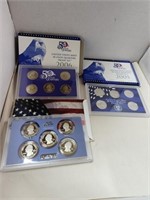 2005 and 2006 and 2010 Quarter mint proof sets