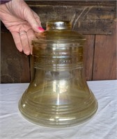 Large Vintage Yellow Glass Lidded Cookie Jar