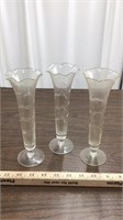 3 Clear Bud Vases