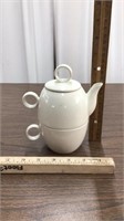 Vintage stackable Tea for One, off white