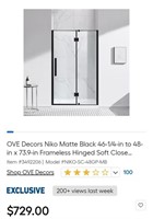 OVE 48IN Matte Black Shower Door