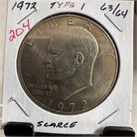 1972 TYPE 1 UNC IKE DOLLAR SCARCE
