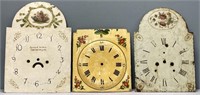 3 Antique Clock Dials; Wood & Painted Iron