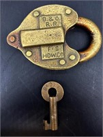 Nice Antique B&O RR Lock W Working Key