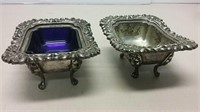 Two EP Copper Dishes Including Cobalt Blue Insert
