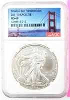 Coin 2011-S American Silver Eagle NGC MS69