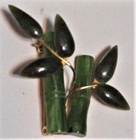 Jade Bamboo Brooch Pin