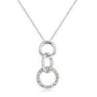 Round .34ct White Topaz Interlock Circle Necklace